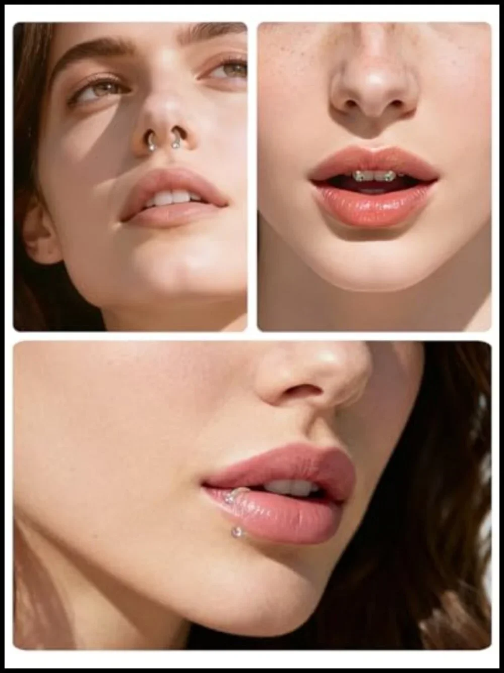 18G Titanium Horseshoe Septum Ring Nose Lip Piercing Jewelry Set